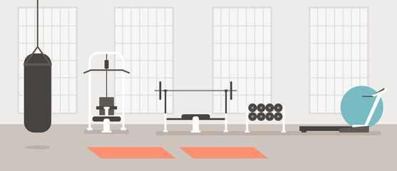 Empty modern gym concept. Vector flat cartoon graphic design illustration © PrettyVectors