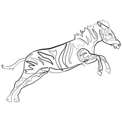 Zebra one line drawing. Continuous line Africa Animal Vector Art