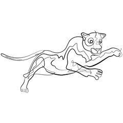 Obraz na płótnie Canvas Big Cat one line drawing. Continuous line Panther Animal Vector Art