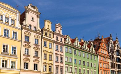 Fototapeta premium Wroclaw, Fronts of historic tenements in the old town
