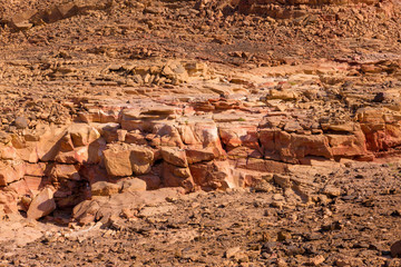 Coloured Canyon is a rock formation on South Sinai (Egypt) peninsula. Desert rocks of multicolored sandstone background.	