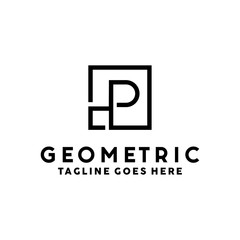 Letter P Logo design with Geometric Line vector concept and Letter icon. Alphabet Symbol. Line logo for Office, Corporate, Company and Business.