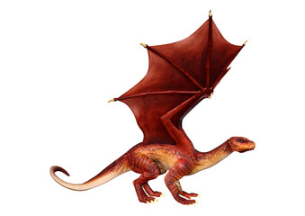 Naklejka premium 3D Rendering Fairy Tale Dragon on White