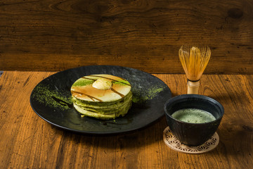 抹茶パンケーキ　Japanese Style (Powder Green Tea) Pancake 