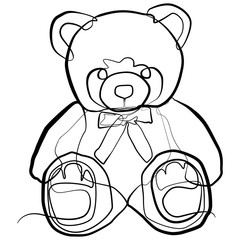 Teddy Bear one line drawing. Continuous line Teddy Vector Logo