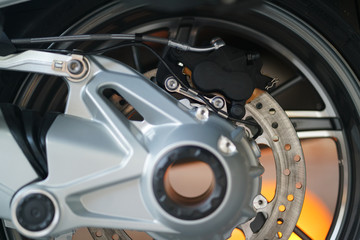 motorcycle wheel with brakes and parts