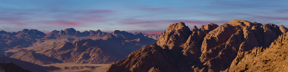 Naklejka na ściany i meble Amazing Sunrise at Sinai Mountain, Beautiful dawn in Egypt, Beautiful view from the mountain 