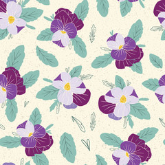 Sunshine Pansies Vector Seamless Pattern