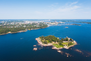 Fototapeta na wymiar Kotka. Finland. Bird's-eye view of Fort Elisabeth. Varissaari Island