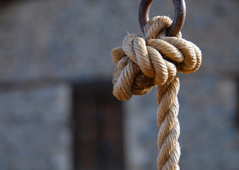 Rope fastened on a church bell