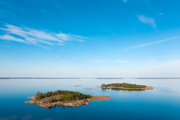 Beautiful view of the islands of the Gulf of Finland from a bird's eye view