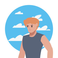 man avatar character sky background
