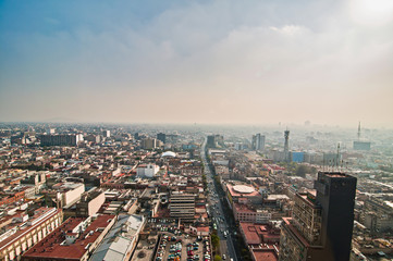 Fototapeta premium Aerial view of Torre Latinoamericana to Mexico City downtown