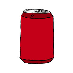 Hand drawn vector soda can red