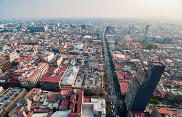 Obraz premium Aerial view of Torre Latinoamericana to Mexico City downtown