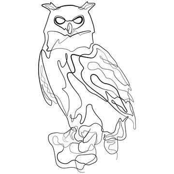Owl one line drawing. Continuous line Wildlife Vector Logo