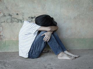 traumatized children concept. stop violence and abused children.