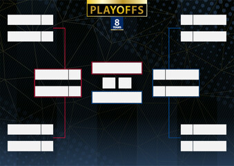 Two conference tournament bracket for 8 team or player on dark background.
