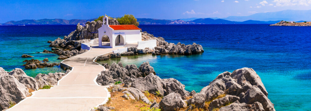 Authentic traditional Greek islands- unspoiled Chios, little church Agios Isidoros