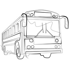 Bus one line drawing. Continuous line Public Transport Vector Logo