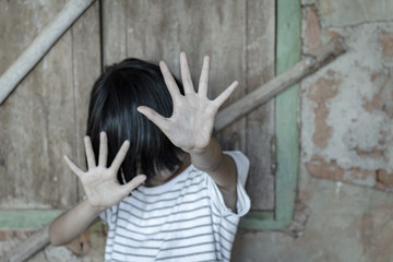 traumatized children concept. stop violence and abused children.