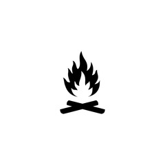 Bonfire with wood, sign for camping, flat vector icon. Bonfire,  campfire glyph symbol.