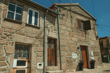 Old house made of stone on deserted alley