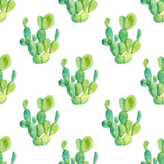 watercolor cactus pattern. Raster illustration. illustration for greeting cards, invitations, and other printing projects. on white background.High resolution.Clipping path included.