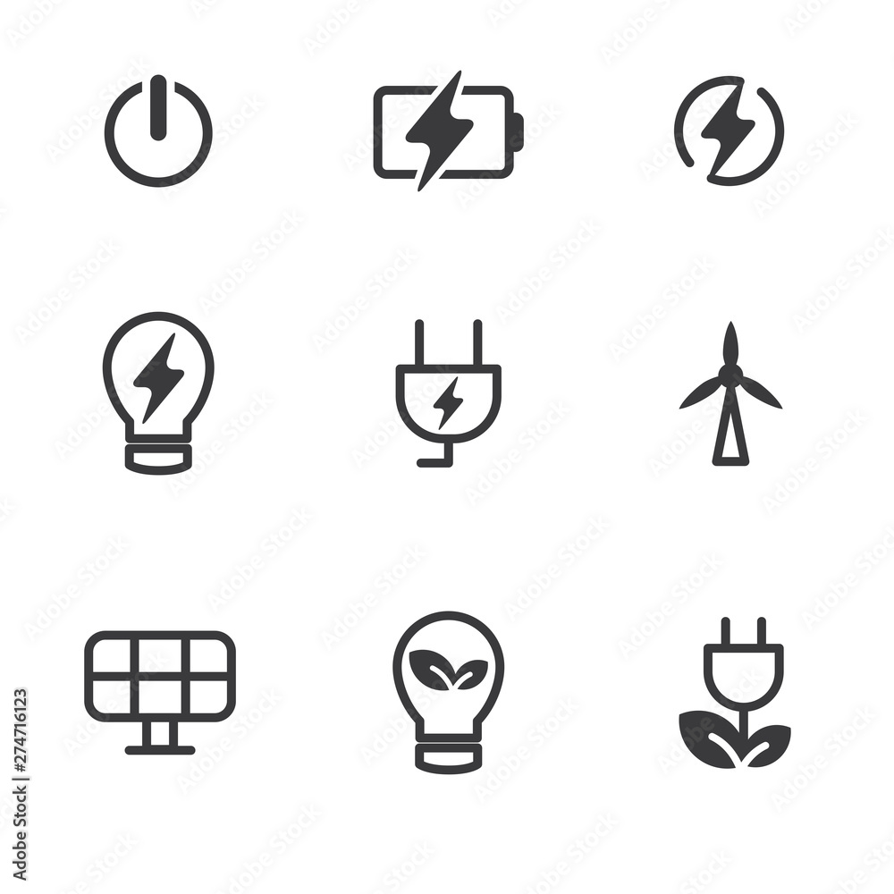 Canvas Prints set of power and energy related icon line design