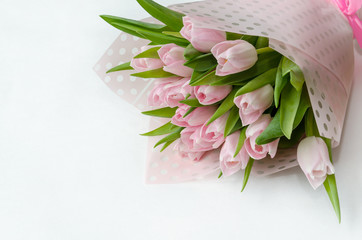 pink tulip flowers in a beautiful bouquet