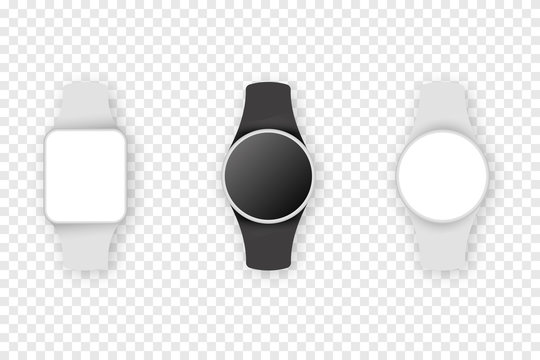 Vector Illustration Concept Of Black Watch Realistic Mockup On A Transparent Background