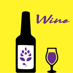 Wine bottle with wine glass icon isolated on white background. Vector illustration.