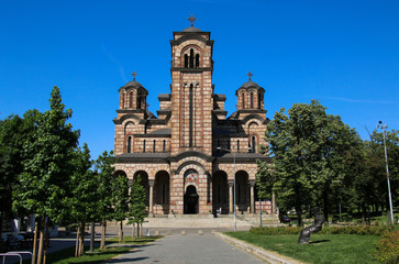 Fototapeta na wymiar St. Mark's Church or Church of St. Mark is a Serbian Orthodox church in Belgrade, Serbia.