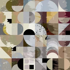 Fototapeten abstract geometric background pattern, retro/vintage style, with circles, squares, strokes and splashes © Kirsten Hinte