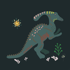 Suchomimus hand illustration on black background