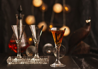 tincture, quince liquor in a glass