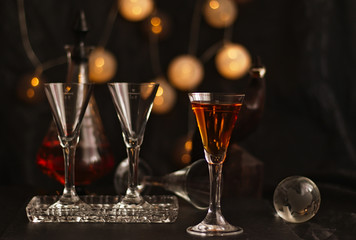 tincture, quince liquor in a glass