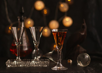 tincture, quince liquor in a glass