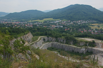 Fototapeta premium View of a limestone quarry in Stramberk in Czech republic