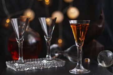 tincture, quince liquor in a glass