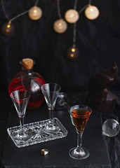 tincture, quince liquor in a glass