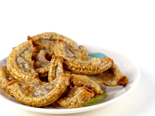 Thailand food unspoilt fired on dish with white background