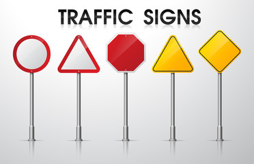 Empty traffic signs isolate on white background