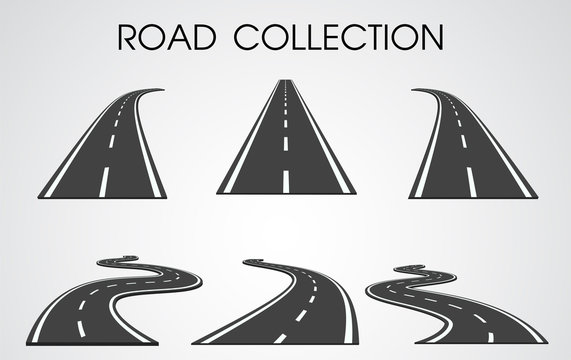 Vector roads collection. curves and highways separated from the background for infographics.