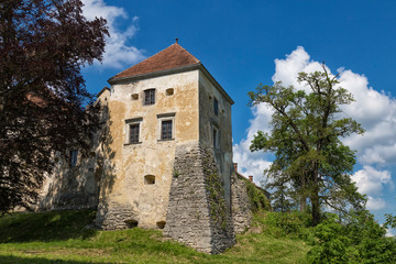 Old beautiful  Svirz Castle outside. Ukraine