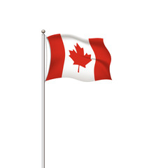 World flags. Country national flag post transparent background. Canada. Vector illustration.