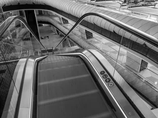 Baku, Azerbaijan - May.10.2019 : The Heydar Aliyev Airport Escalator. © silverfox999