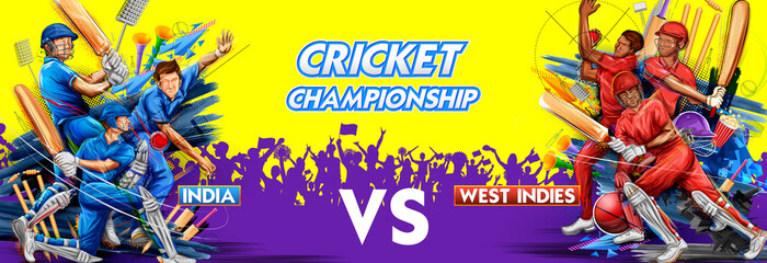 illustration of batsman player playing cricket championship sports 2019