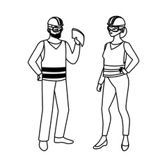 couple of builders constructors workers characters