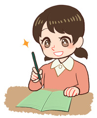 ノートをとる子供　グリーンノート